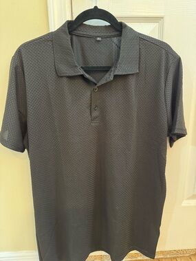 Men's Textured Short-Sleeve Polo Shirt - Black